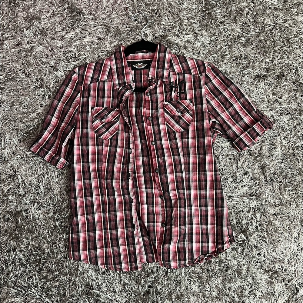 Harley-Davidson Women's Red Plaid Button Down Shirt